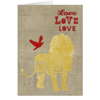 Cartão do amor da silhueta do leão