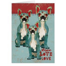 Cartão do amor dos buldogues franceses