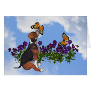 Cartão do animal das flores de borboletas do
