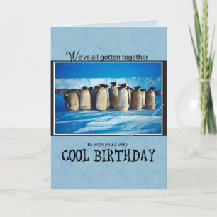 Cartão Do Aniversário do Grupo Pinguin, Todos Nós