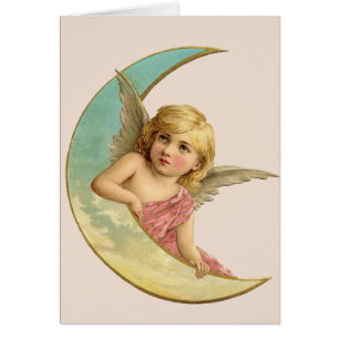 Cartão do anjo da lua do vintage