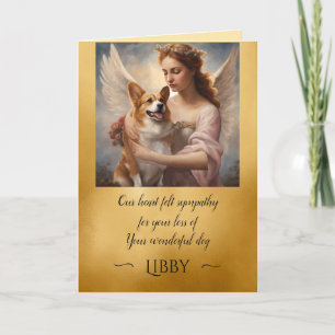 Cartão do Anjo Dourado de Simpatia pelo Corgi Perd