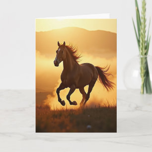 Cartão do Ano Novo Cavalo Galopante