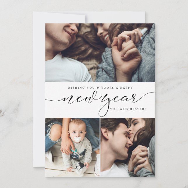 Cartão do ano novo da colagem da foto do ano novo (Frente)