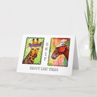 Cartão do ano novo de animais de partido