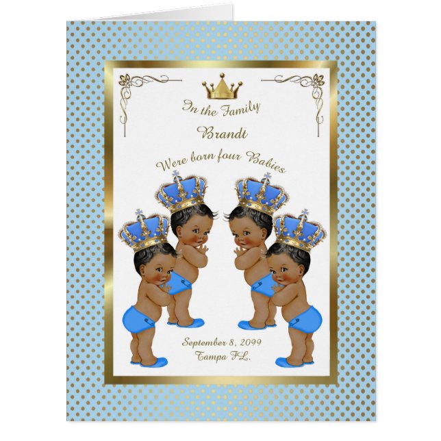 Cartão do anúncio de quatro MENINOS do nascimento, (Frente)