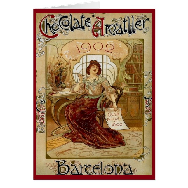 Cartão do anúncio do chocolate do vintage (Frente)