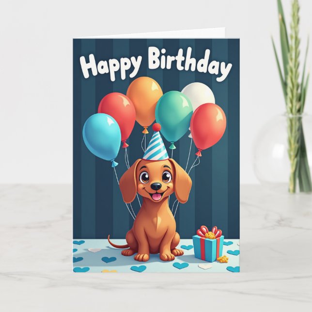 Cartão do Cachorro Listrado da Festa (Frente)