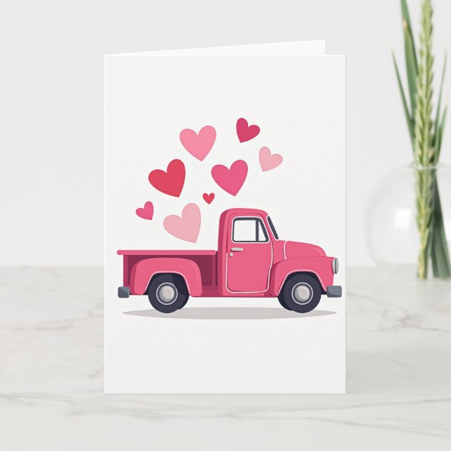 Cartão do Caminhão de Entrega do Amor Rosa (Frente)