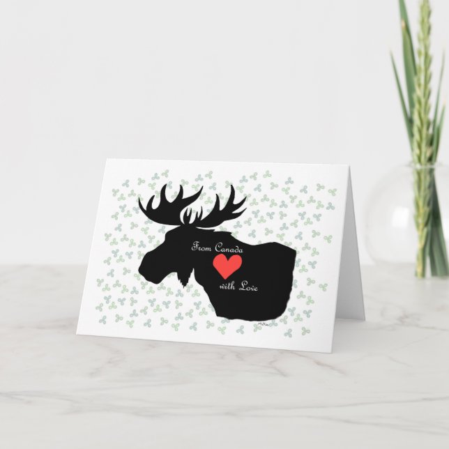 Cartão Do Canadá com Amor Alces canadenses com um coração (Frente)