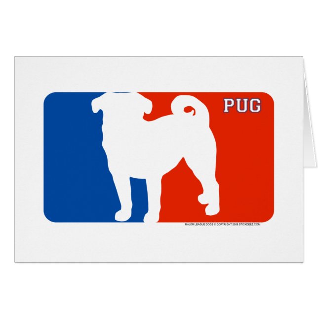 Cartão do cão da liga principal do Pug (Frente Horizontal)