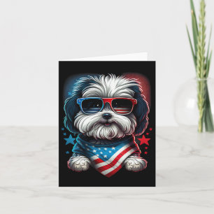 Cartão Do Cão Havanês Patriótico Da Bandeira Americana Do