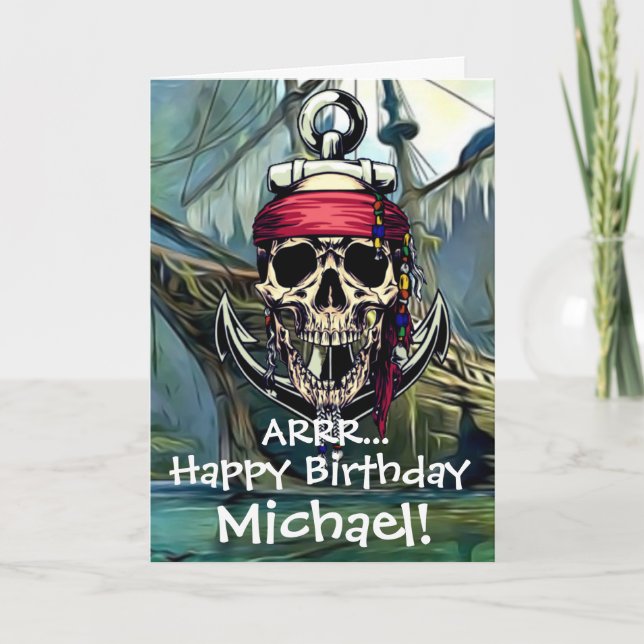 Cartão do Capitão do Navio Fantasma Caveira de Pir (Frente)