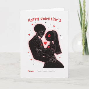 Cartão do Casal de Esqueletos Feliz Dia dos Namora