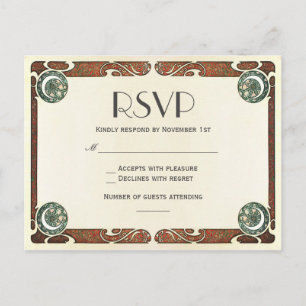 Cartão do casamento de Nouveau RSVP da arte do