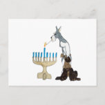 cartão do chanukah (Hanukkah)<br><div class="desc">schnauzer s do cartão do chanukah (Hanukkah) que ilumina o menorah</div>