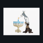 cartão do chanukah (Hanukkah)<br><div class="desc">schnauzer s do cartão do chanukah (Hanukkah) que ilumina o menorah</div>