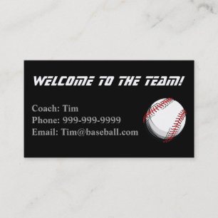 Cartão do contato dos treinadores de basebol