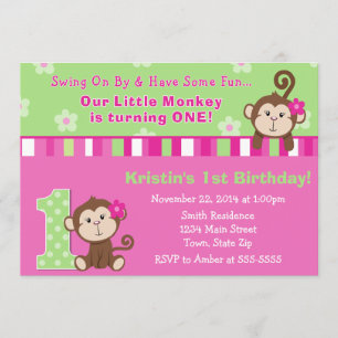 Cartão do convite 5x7 do primeiro aniversario da