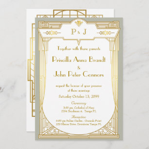 Cartão do convite do casamento, grande Gatsby,