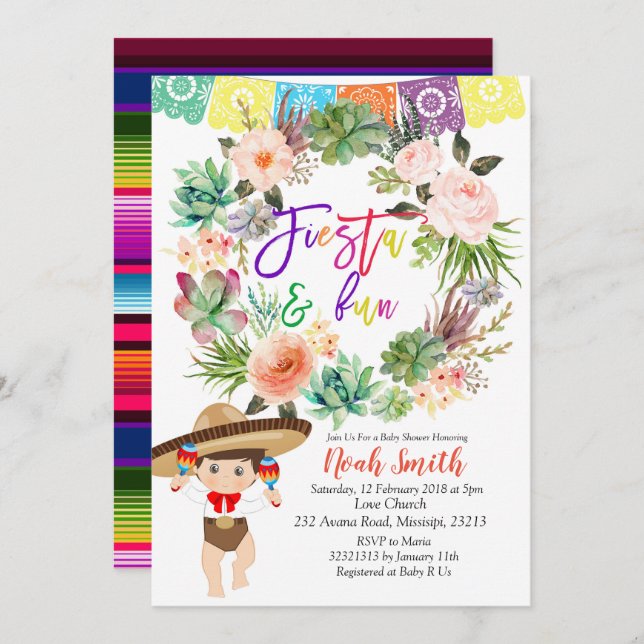 Cartão do convite do chá de fraldas da festa do (Frente/Verso)