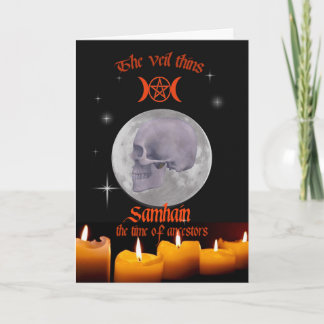 cartão do crânio e da lua de Samhain