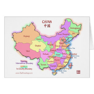Cartão do cumprimento/nota do mapa de China