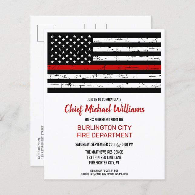 Cartão do Departamento de Bombeiros de Retirada do (Frente/Verso)