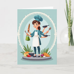 Cartão do Dia da Mãe Chef de Múltiplos Braços
