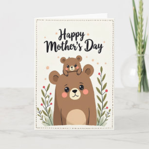 Cartão do Dia da Mamãe Ursa de Bolinhas