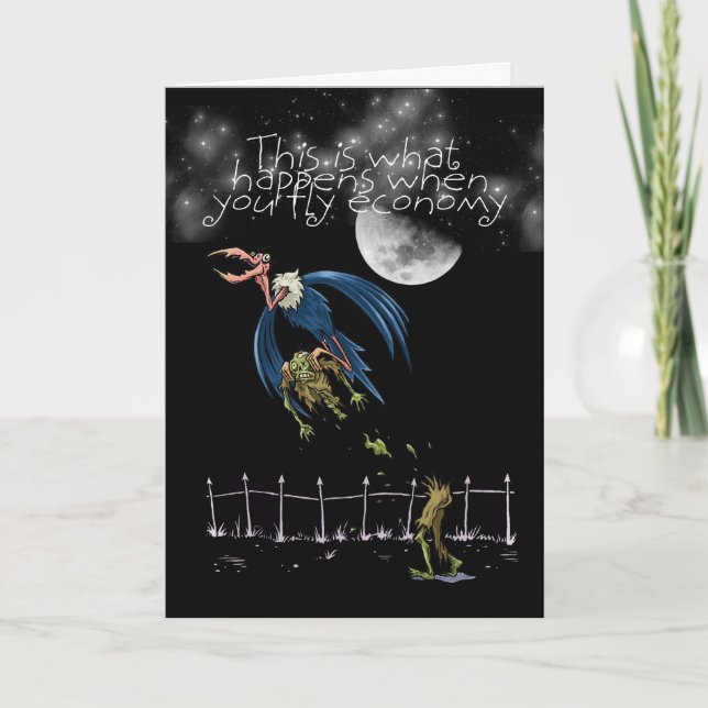 Cartão do Dia das Bruxas com humor do abutre e do (Frente)