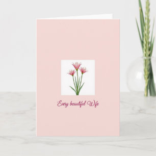 Cartão do Dia das Esposas com Floral Rosa