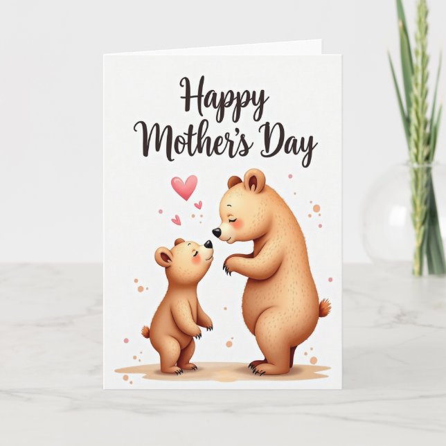 Cartão do Dia das Mães Abraço de Urso (Frente)