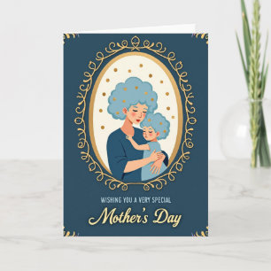 Cartão do Dia das Mães Abraço Dourado