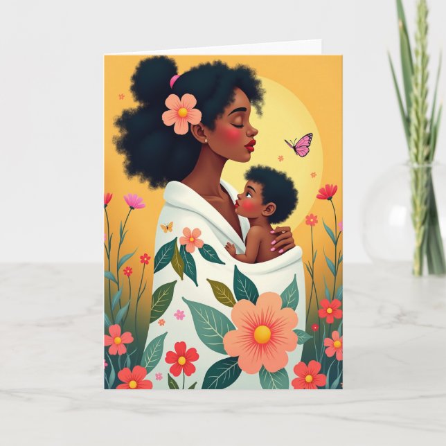 Cartão do Dia das Mães Abraço Floral (Frente)