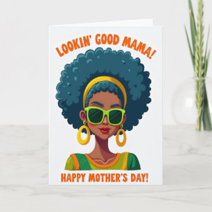 Cartão do Dia das Mães Afro Turquesa