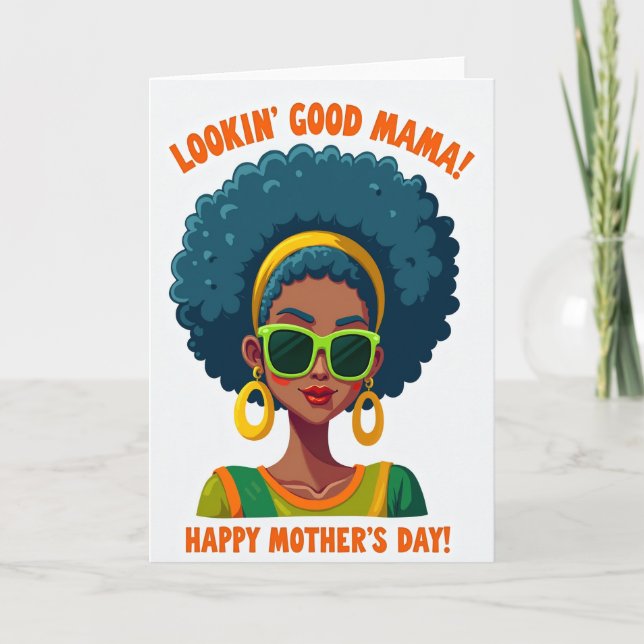 Cartão do Dia das Mães Afro Turquesa (Frente)