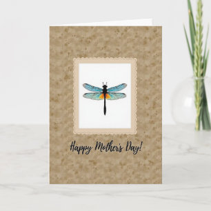 Cartão do Dia das Mães Aqua Dragonfly
