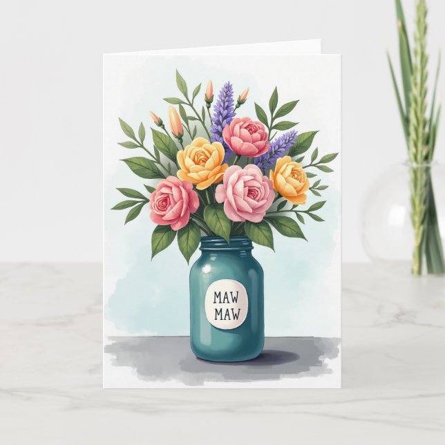 Cartão do Dia das Mães Bouquet Pastel (Frente)