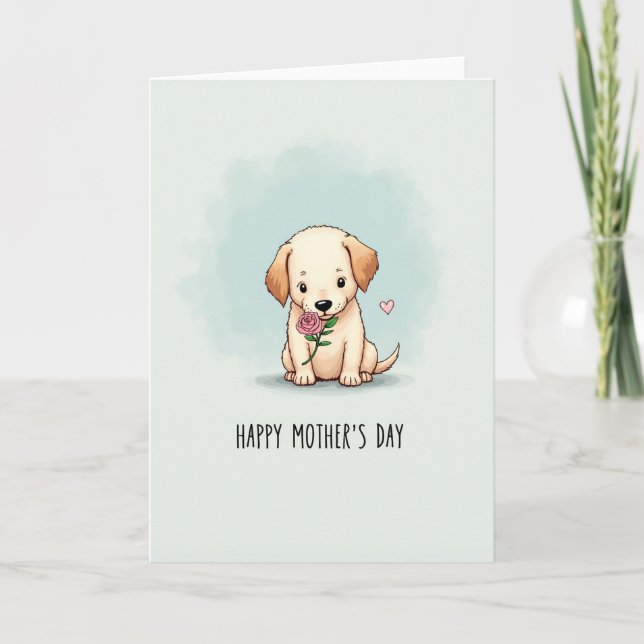 Cartão do Dia das Mães Cachorrinho Fofo (Frente)