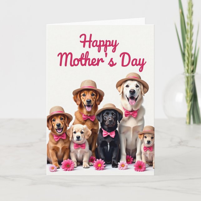 Cartão do Dia das Mães Cachorrinhos Fofos (Frente)