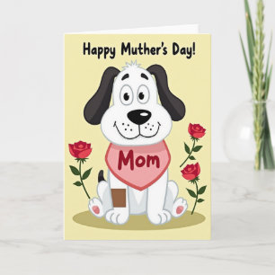 Cartão do Dia das Mães Cachorro Ama a Mãe Floral
