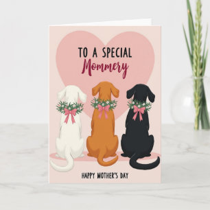 Cartão do Dia das Mães Cachorros Florais