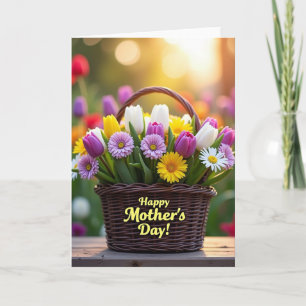 Cartão do Dia das Mães Cheio de Tulipas