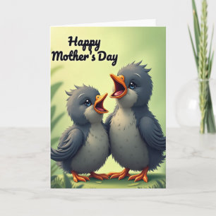 Cartão do Dia das Mães Chevron Cute Birds