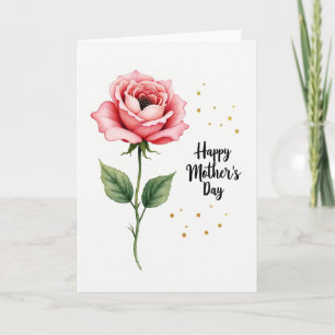 Cartão do Dia das Mães com Aquarela de Rosa