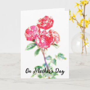 Cartão do Dia das Mães com Arte de Flores de Rosas