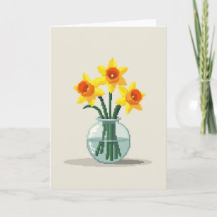 Cartão do Dia das Mães com Arte Floral em Pixel