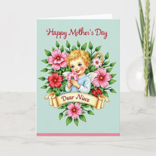 Cartão do Dia das Mães com Auréola Floral