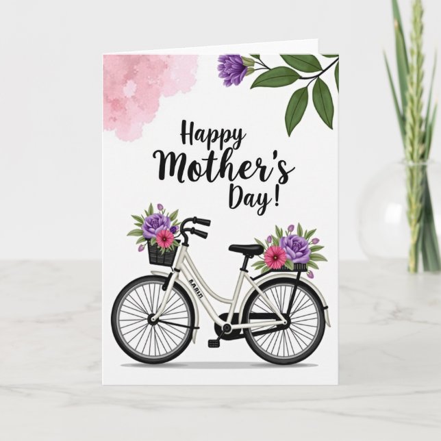 Cartão do Dia das Mães com Bicicleta Antiga (Frente)